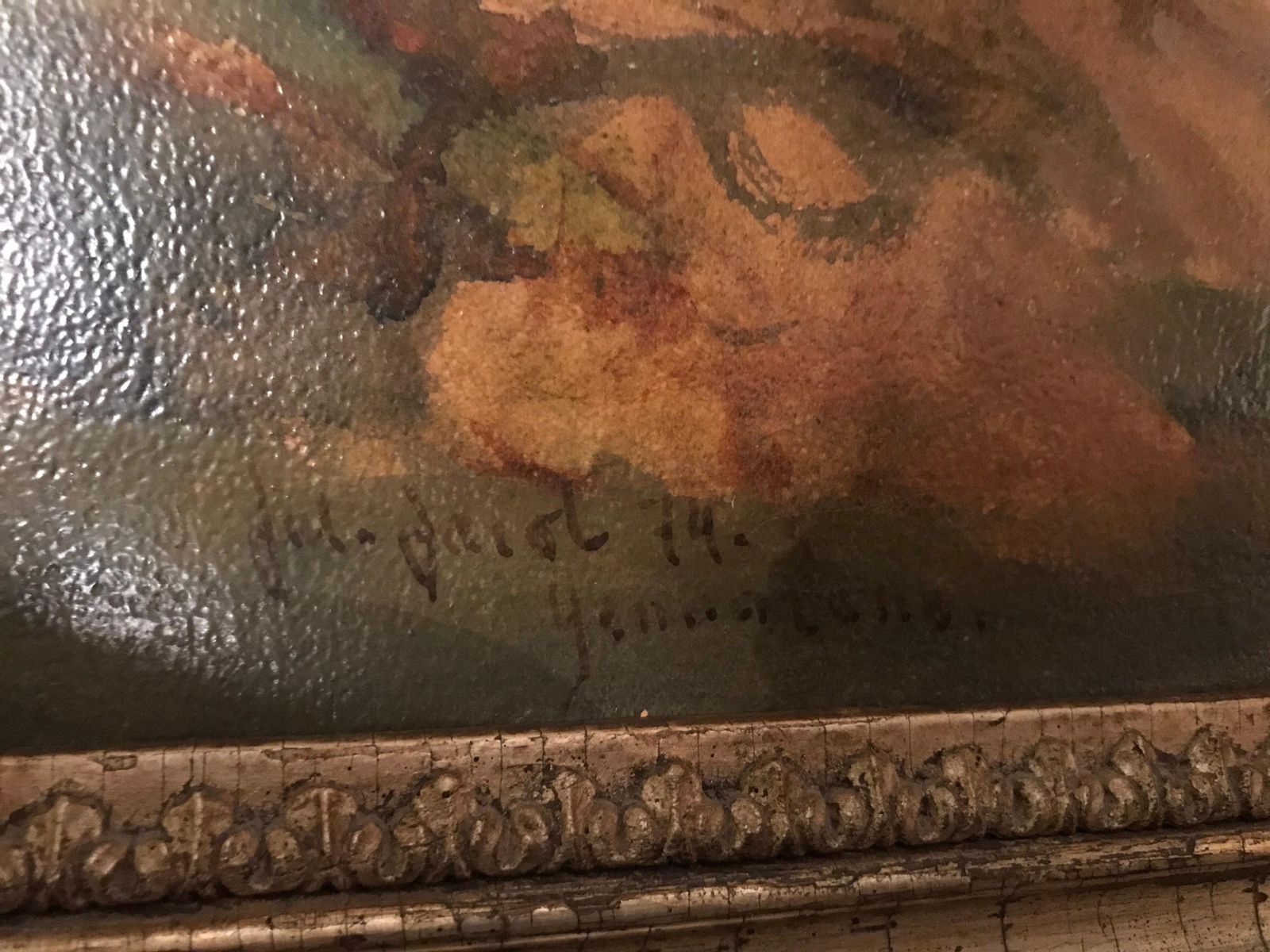 Oil Painting Jacob, Julius Berlin 1842 Genazzano, Piscopal Palace And Bridgeacce photo vintage