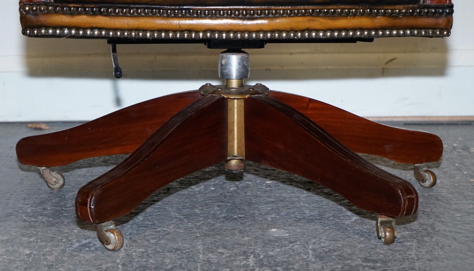 photo for sale Antique Deep Buttoned Chesterfield Georgian Style Hand Dyed Leather Desk Chair