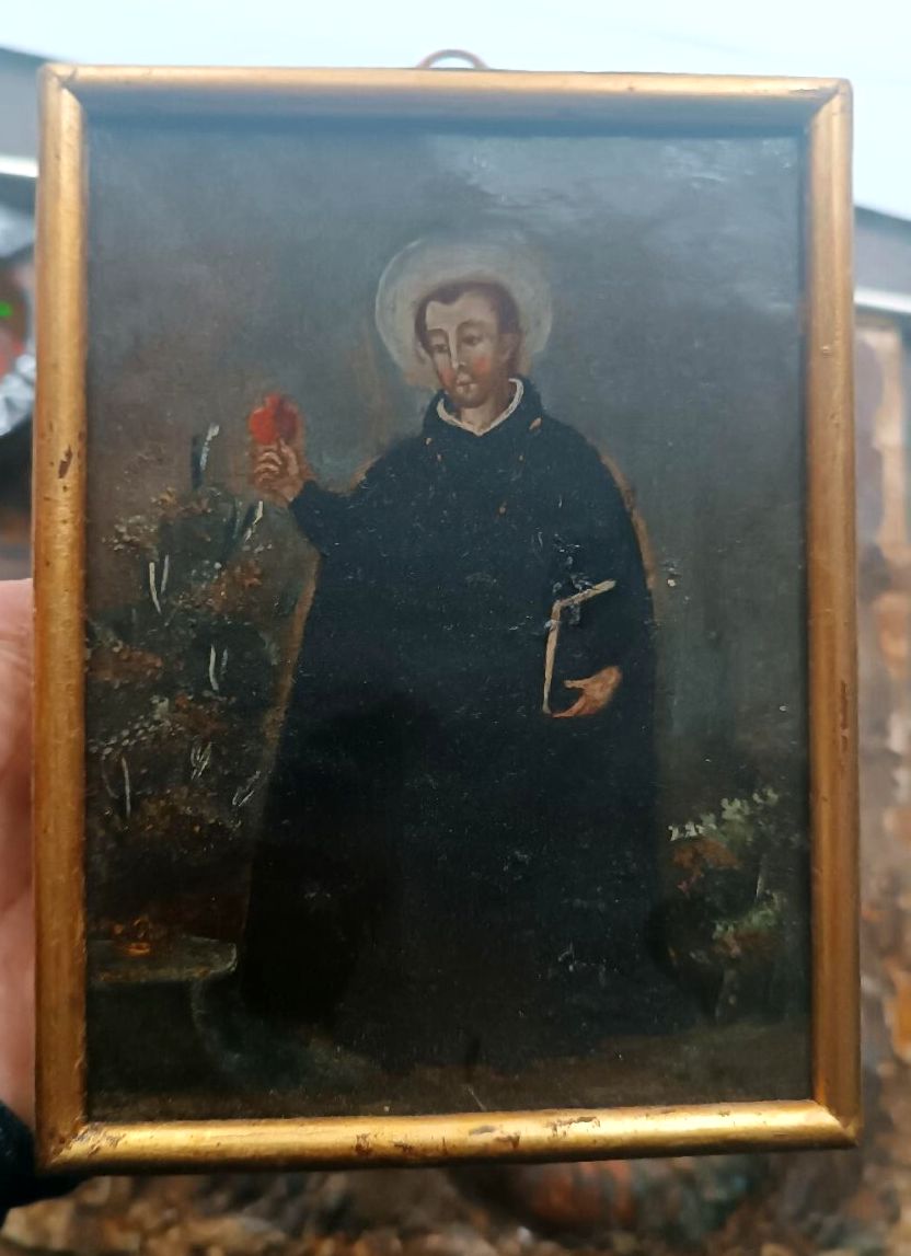 Copper Painting Depicting Jesuit Saint Spanish School 18th Century