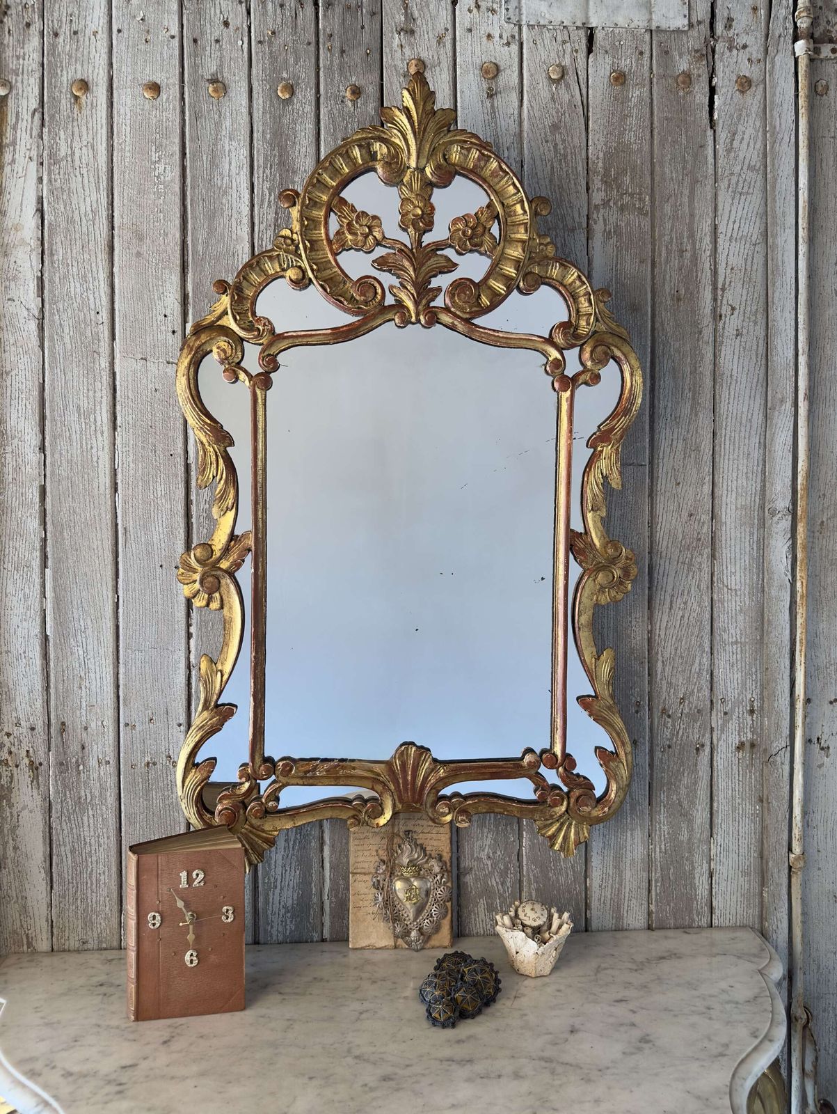 Antique Italian Giltwood Mirror With Original Mercury Plate – 19th Century photo buy