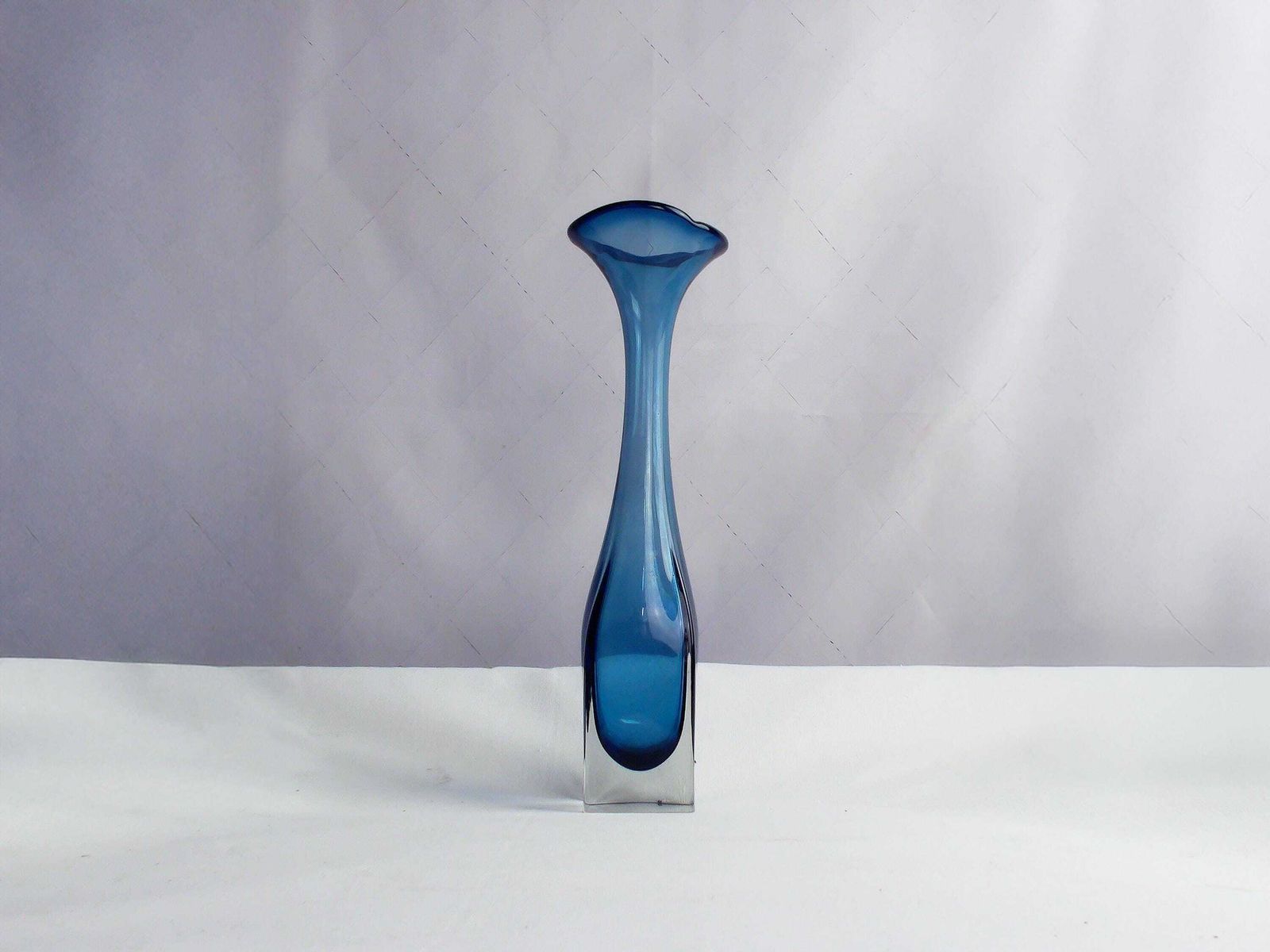 Swedish Mid Century Modern Aseda Aqua Marine Blue Art Glass Vase Designed By Bo Borgstrom. photo vintage