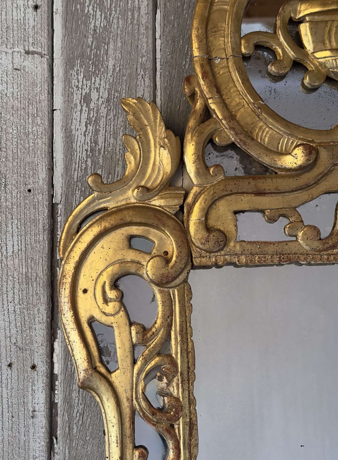 Fine Italian Giltwood Wall Mirror With Original Mercury Glass  18th Century photo for sale