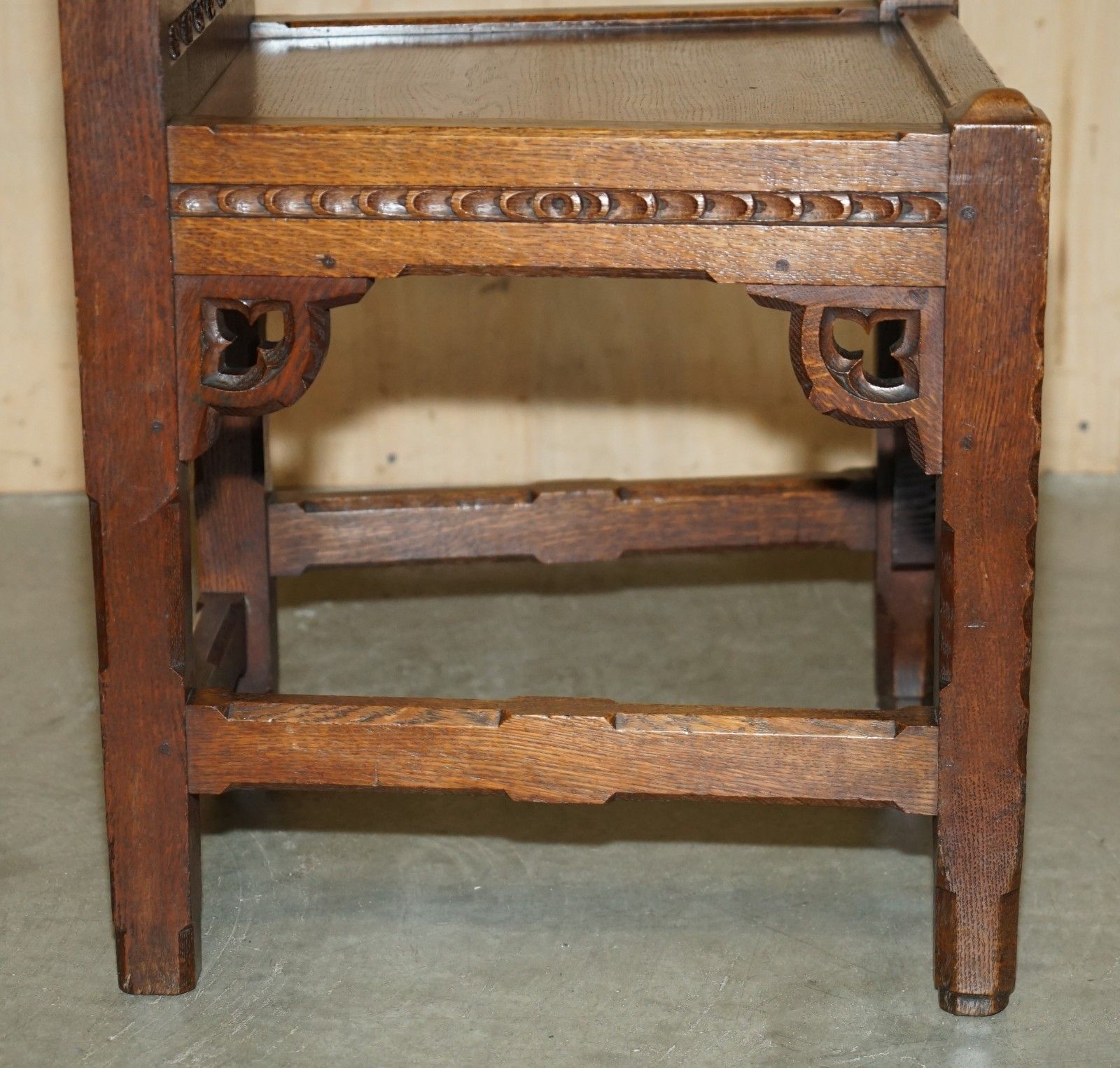 photo buy Antique Carved English Oak Side Hall Chair With Armorial Crest Coat Of Arms