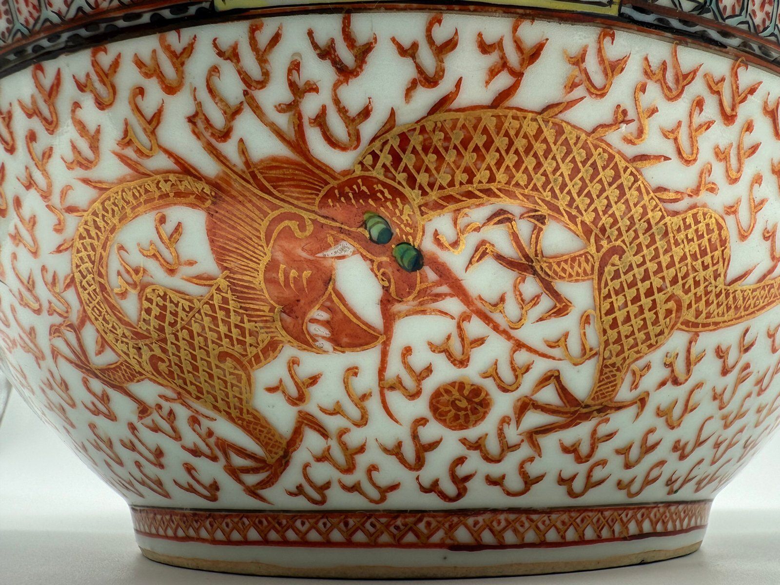 Fantastic Antique Chinese Dragon Punch Bowl, Qing Period, Late 19th / Early 20th Century photo buy