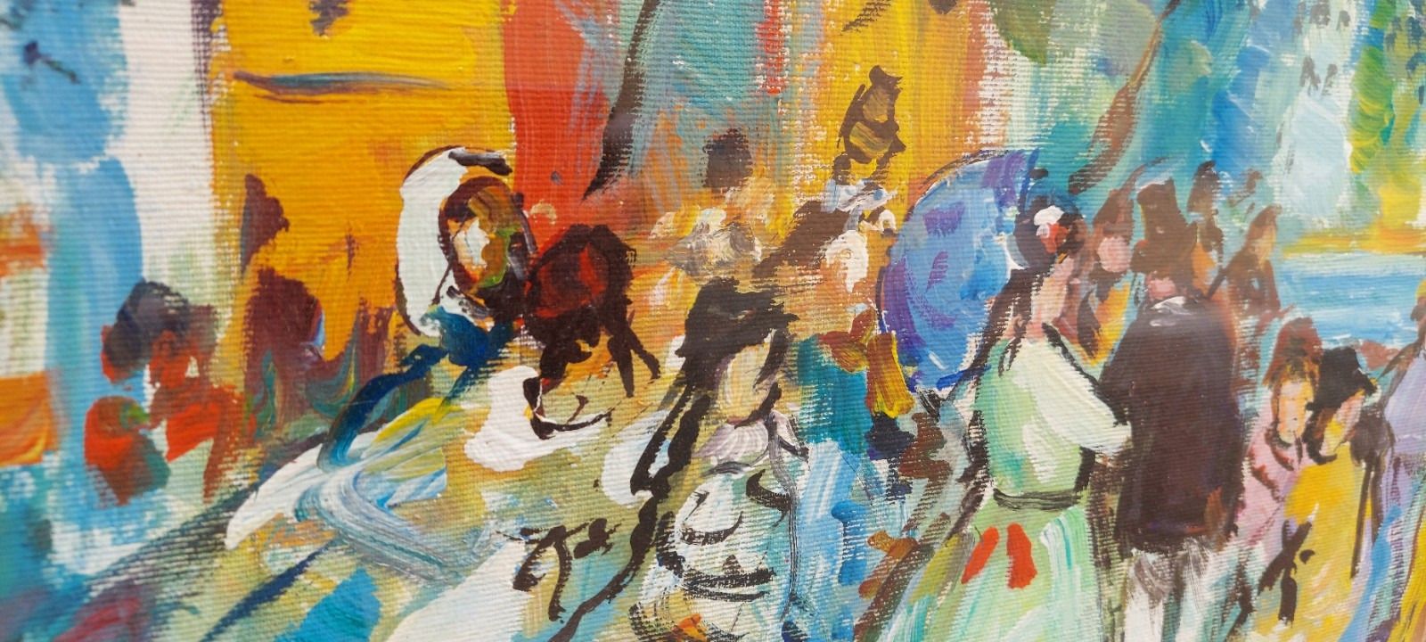 Oil Painting On Canvas "Parisian" 50x70 Cm 60s 70s Belle Epoque photo 183.0