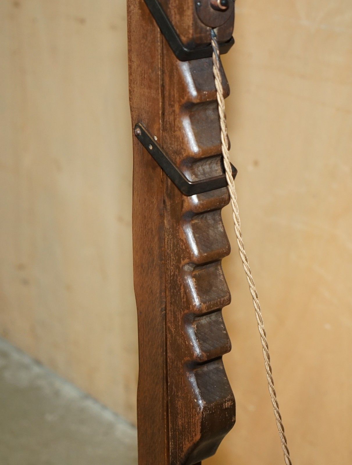 Antique Circa 1930's Mission Arts & Crafts Carved Oak Adjustable Floor Lamp photo buy