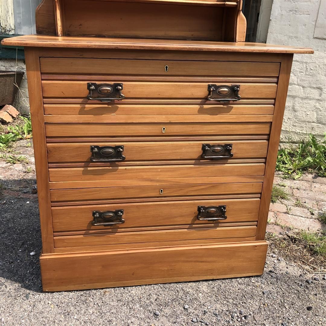 Antique Satinwood Dressing Chest Of Drawers With Mirrored Top 1910s photo buy