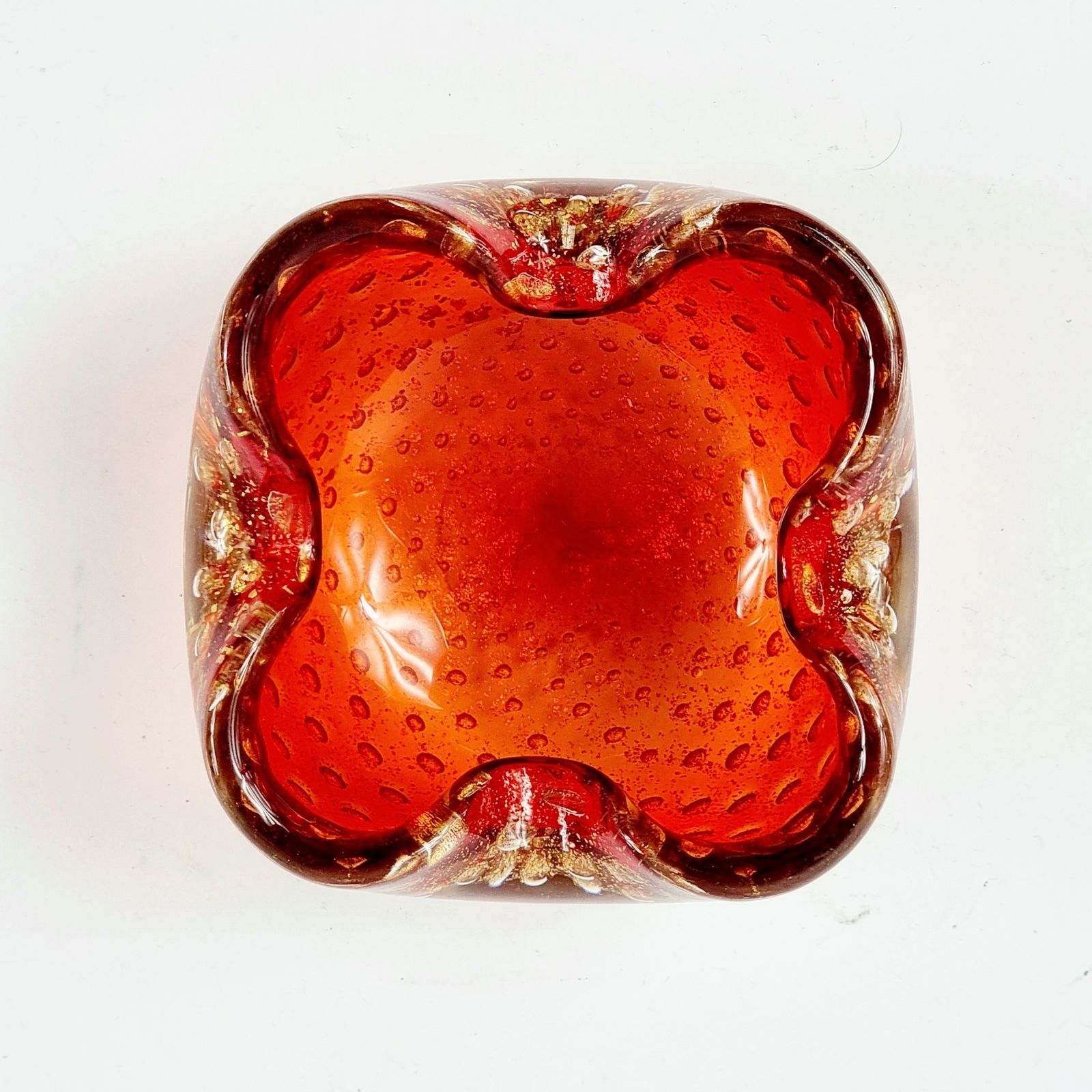 Mid Century Murano Glass Catchall Or Ashtray With Gold Dust & Air Bubbles From Barovier & Toso, Italy, 1960s photo 130.0