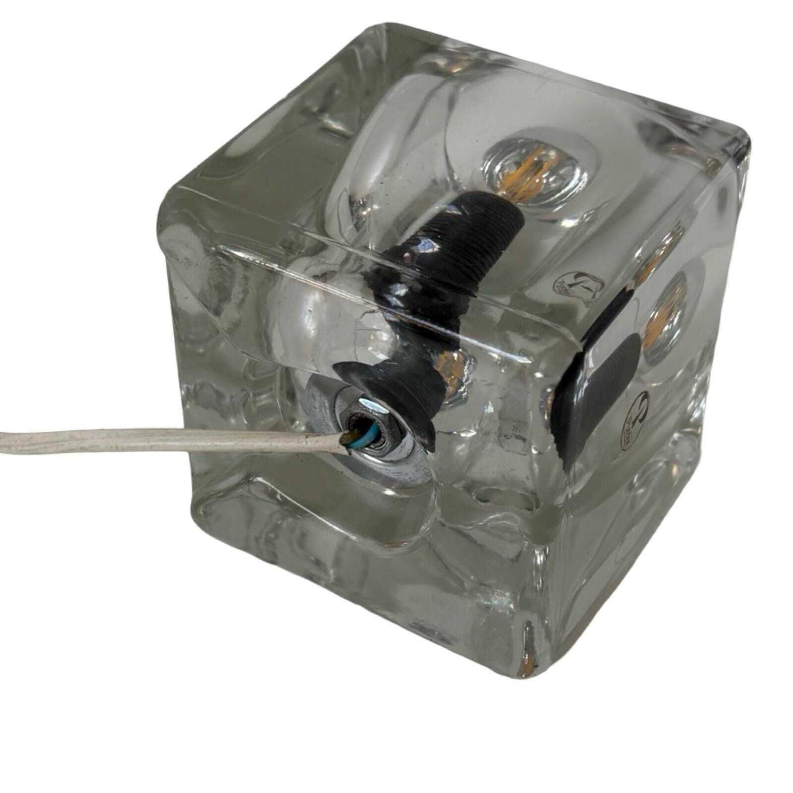 Peill & Putzler   Desk Lamp In The Shape Of A Glass Cube   Space Age / Pop Art Design   Germany   1970's (Marked, Original Sticker) photo for sale