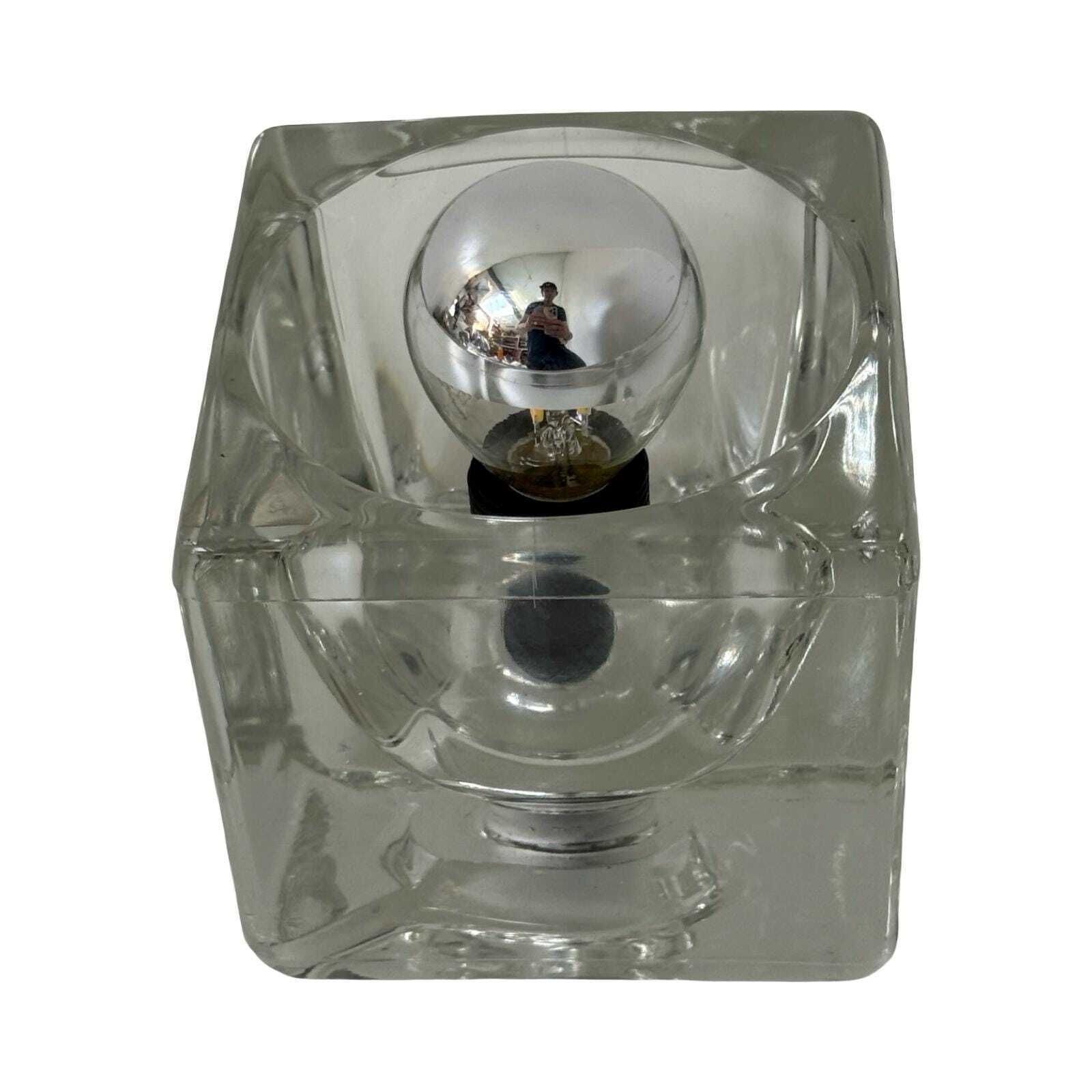 Peill & Putzler   Desk Lamp In The Shape Of A Glass Cube   Space Age / Pop Art Design   Germany   1970's (Marked, Original Sticker) photo 234.0