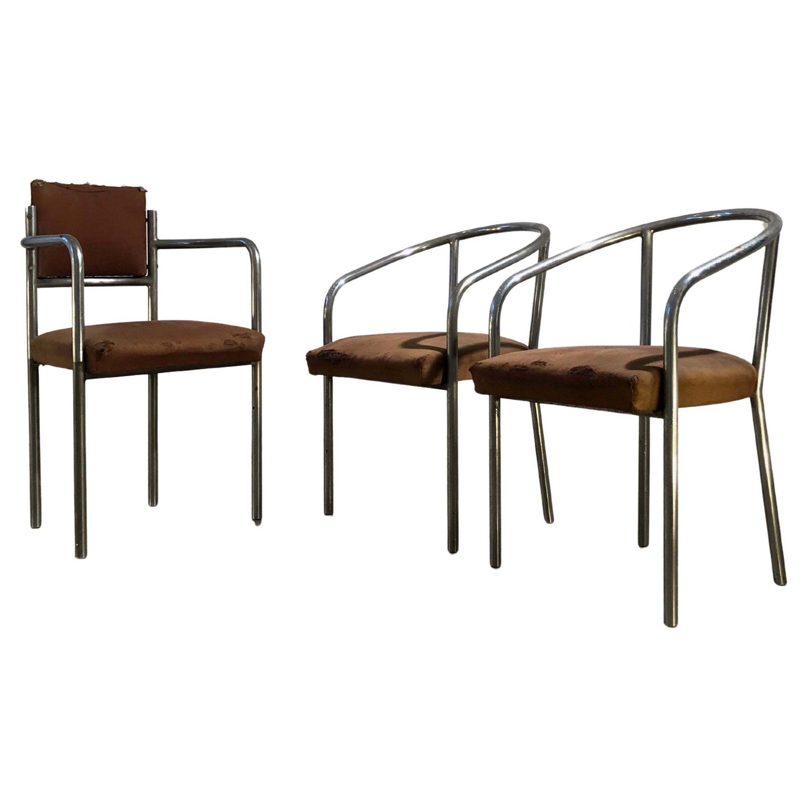 Ensemble De 3 Chaises De Bureau Modernist Bauhaus Par Rene Herbst, France 1930