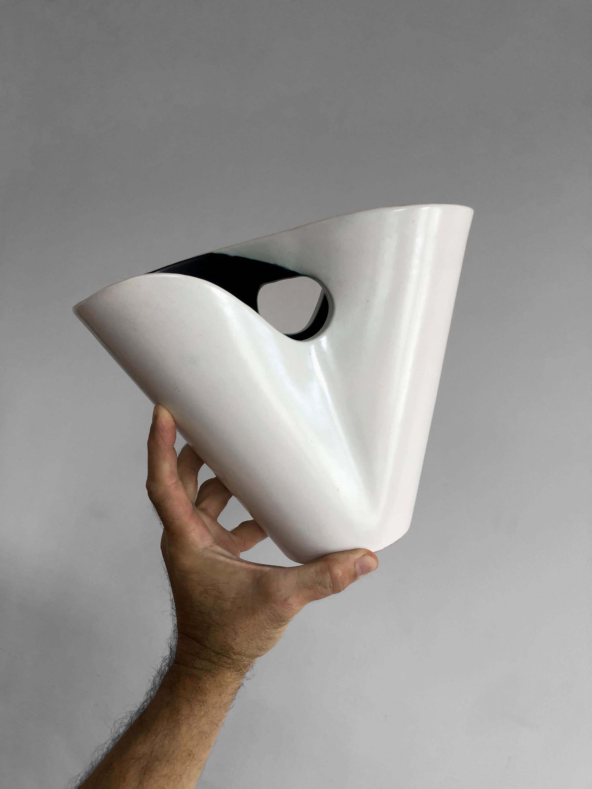 Freeform Modernist Ceramic Vase By Elchinger, France 1950 photo furniture