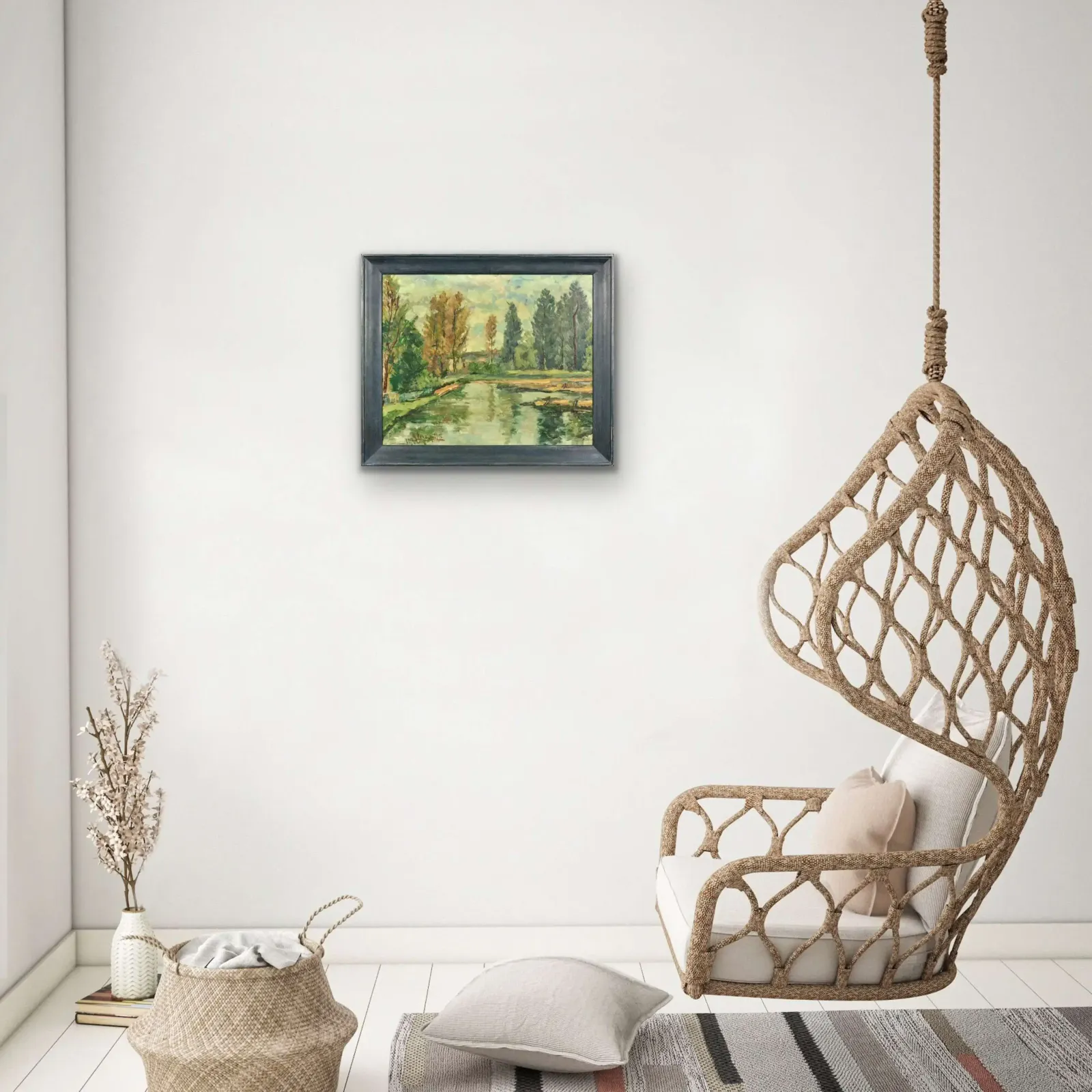 photo for sale Henri Joseph Pauwels 1903 To 1983. Belgian. Paysage Arboré. Wooded Landscape. Framed Provincial Oil Painting. Flanders Artist.