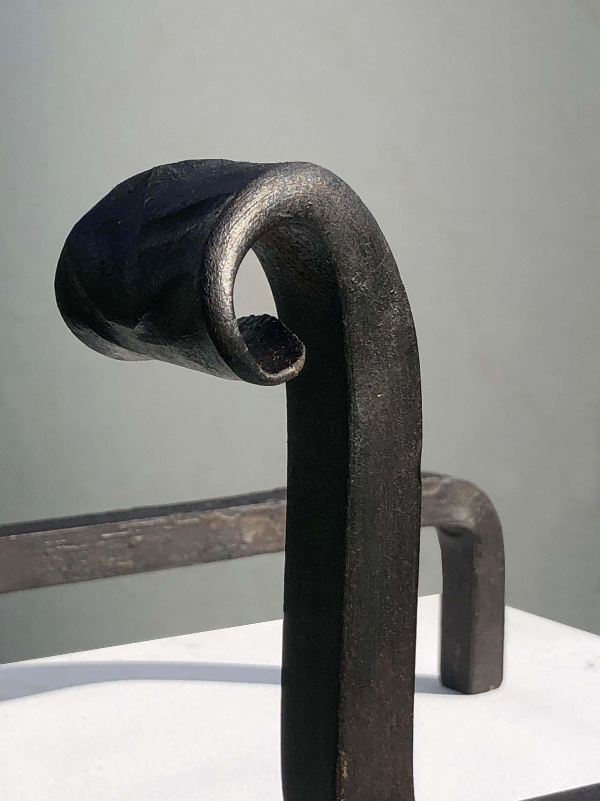 Pair Of Art Deco Brutalist Shabby Chic Wrought Iron Andirons, France 1960 photo buy