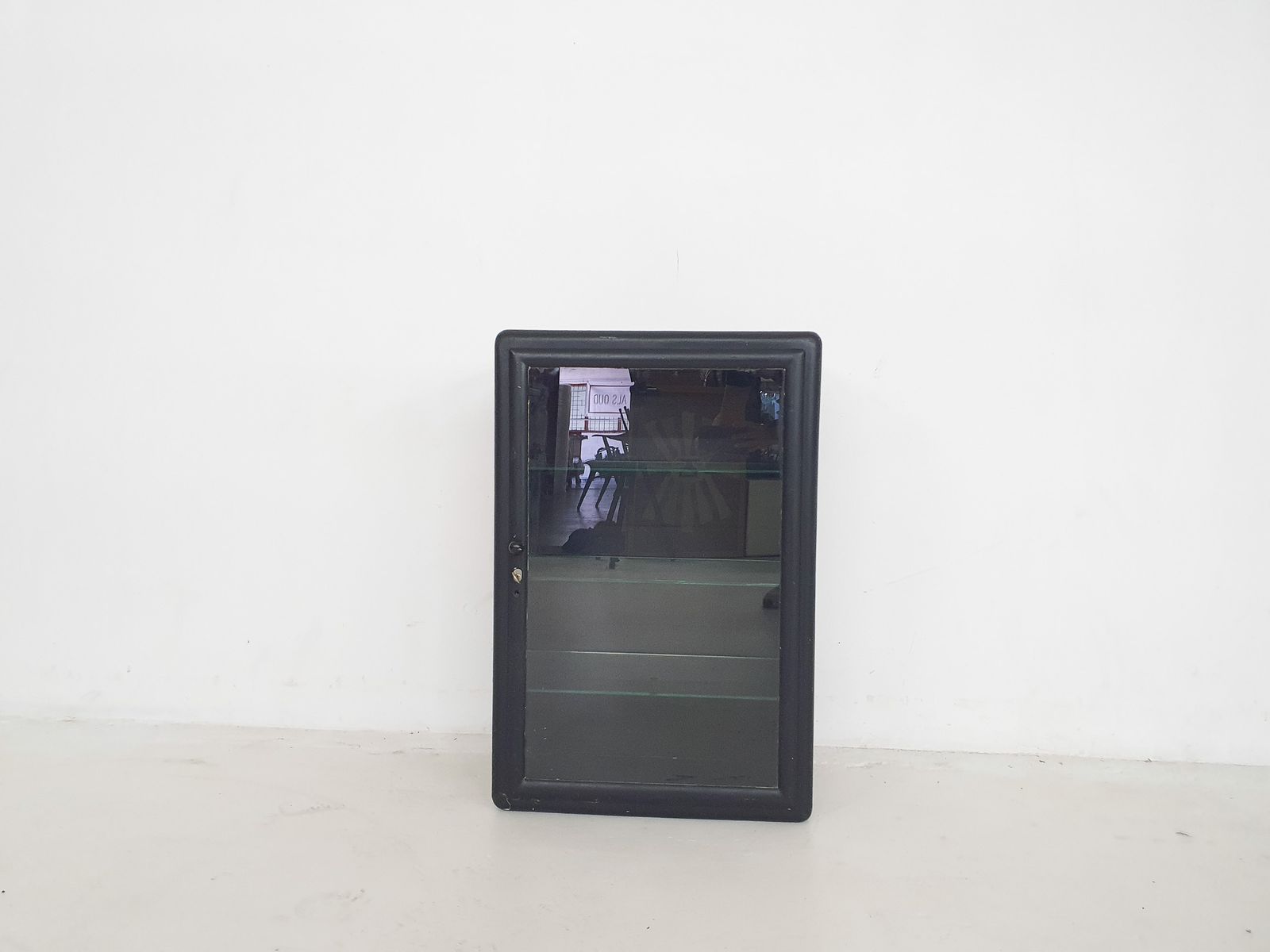 Black Metal Medicine Cabinet, The Netherlands 1940's photo furniture