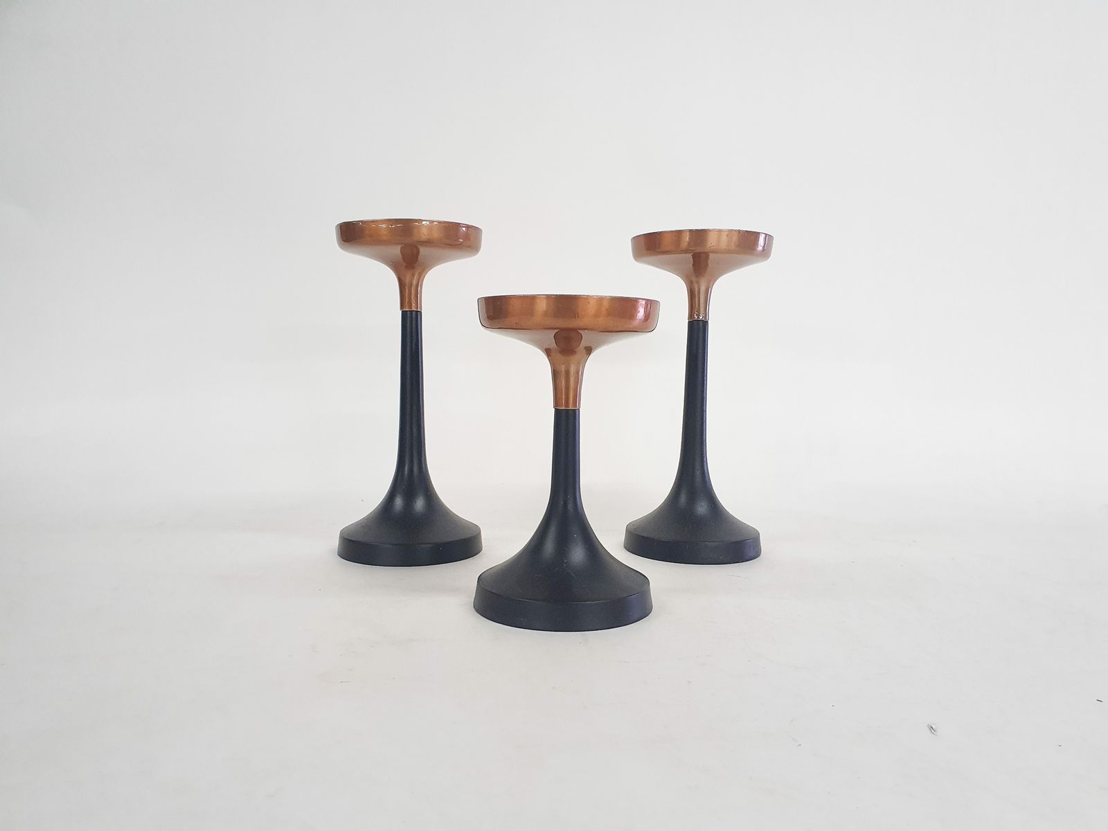 Set Of Three Metal Design Candle Sticks, Denmark