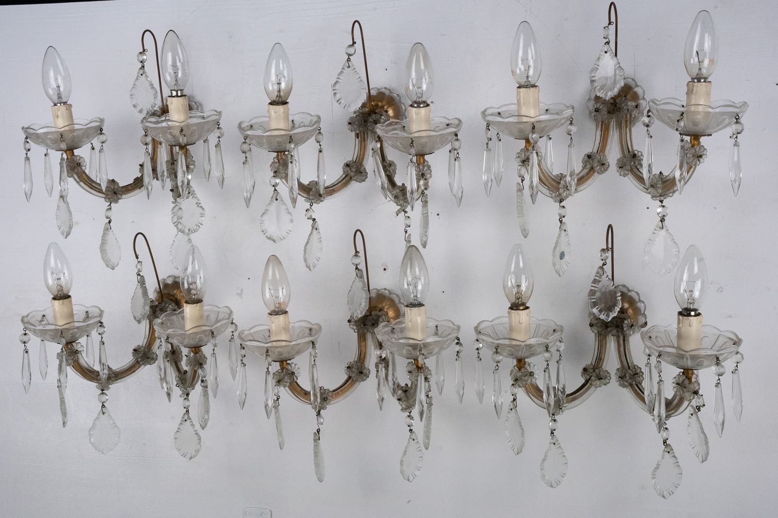 Set Of Six Maria Teresa Sconces. Italy 1940s photo vintage