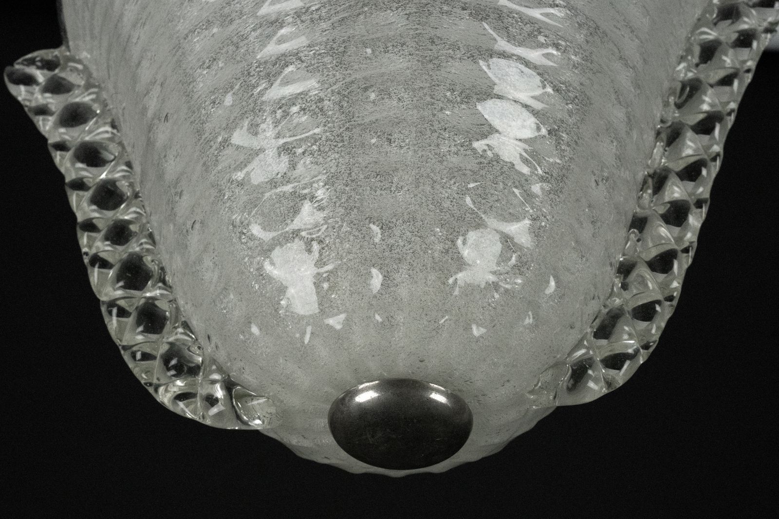 Lighting Rare Art Deco Ercole Barovier Chandelier In Pulegoso Murano Glass. Italy 1940s photo