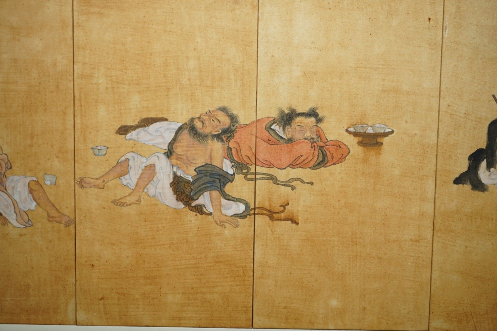 Fine Pair Of Extra Large Boisterous Exploits Of The Drunken Immortals Paintings photo vintage