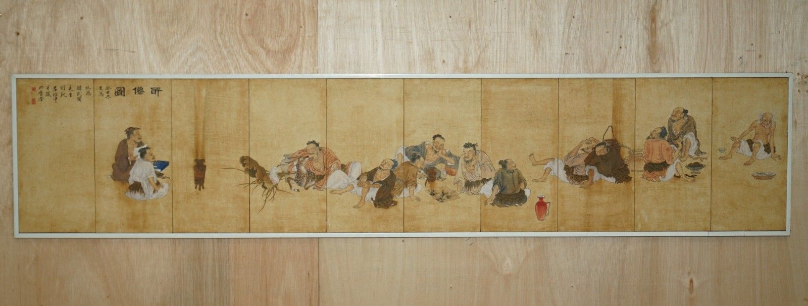 photo vinterior Fine Pair Of Extra Large Boisterous Exploits Of The Drunken Immortals Paintings