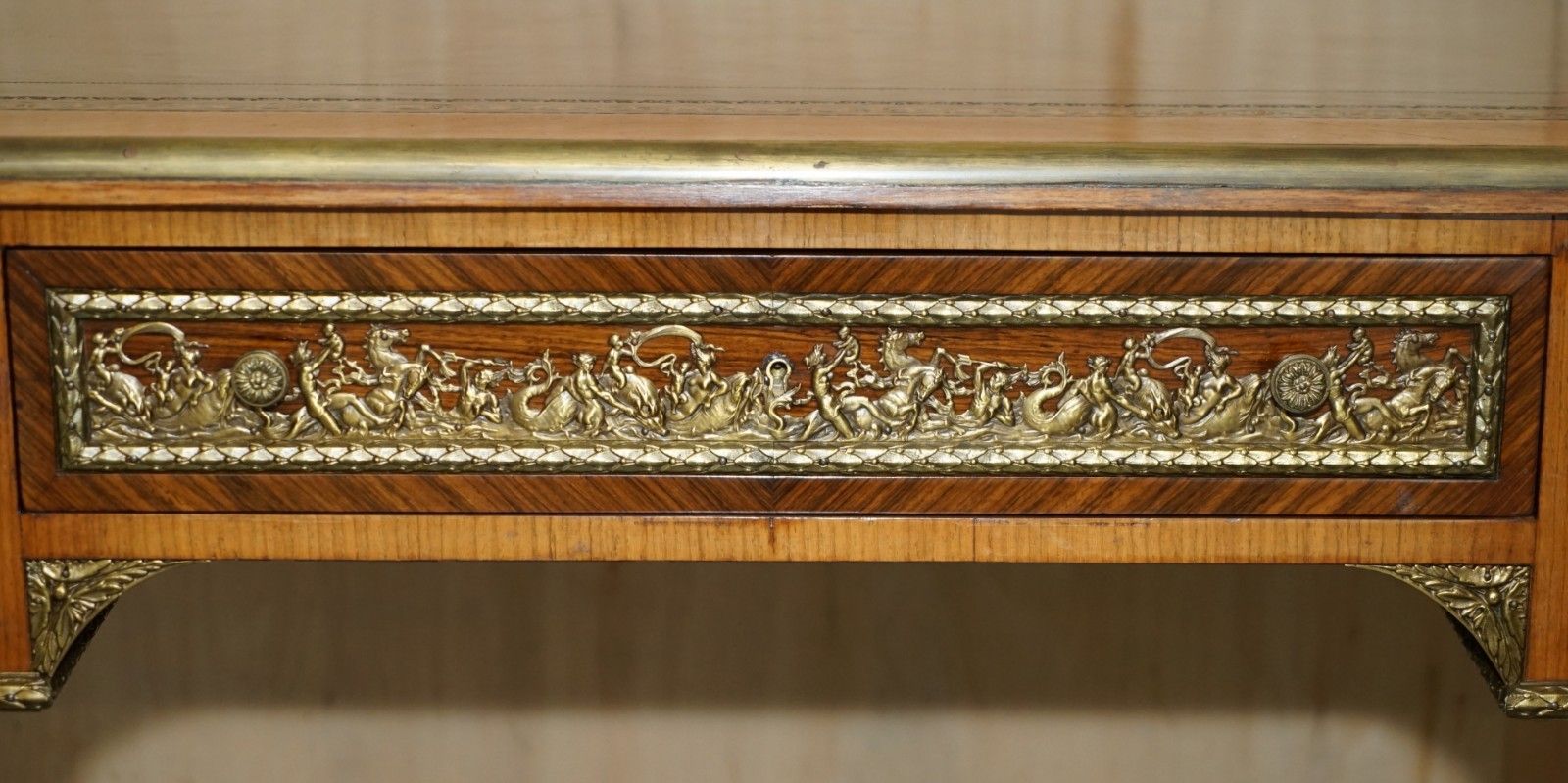 Restored Antique Late 19th Century Louis XVI Ormolu Mounted Bureau Plat Desk photo Furniture