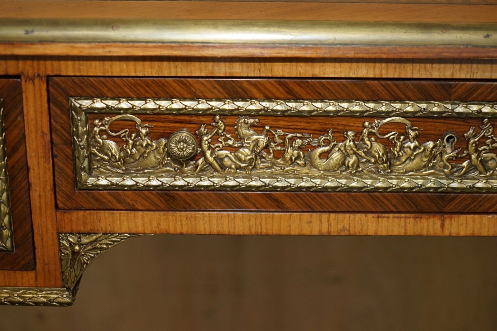 Restored Antique Late 19th Century Louis XVI Ormolu Mounted Bureau Plat Desk photo 5950.0