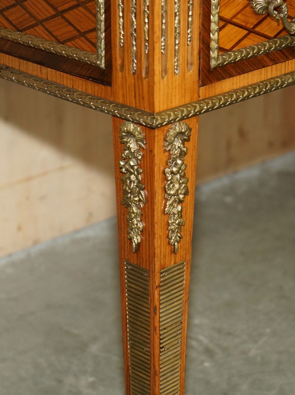 photo for sale Restored Antique Late 19th Century Louis XVI Ormolu Mounted Bureau Plat Desk
