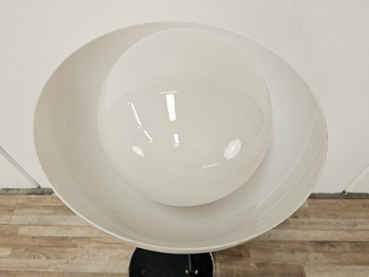 Mid Century Floor Lamp In Metal And White Glass, 1970s photo 555.0
