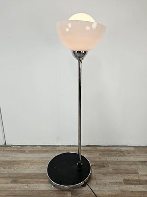 Mid Century Floor Lamp In Metal And White Glass, 1970s photo buy