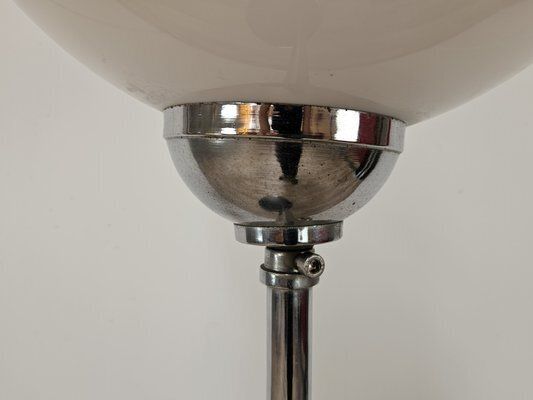 photo for sale Mid Century Floor Lamp In Metal And White Glass, 1970s