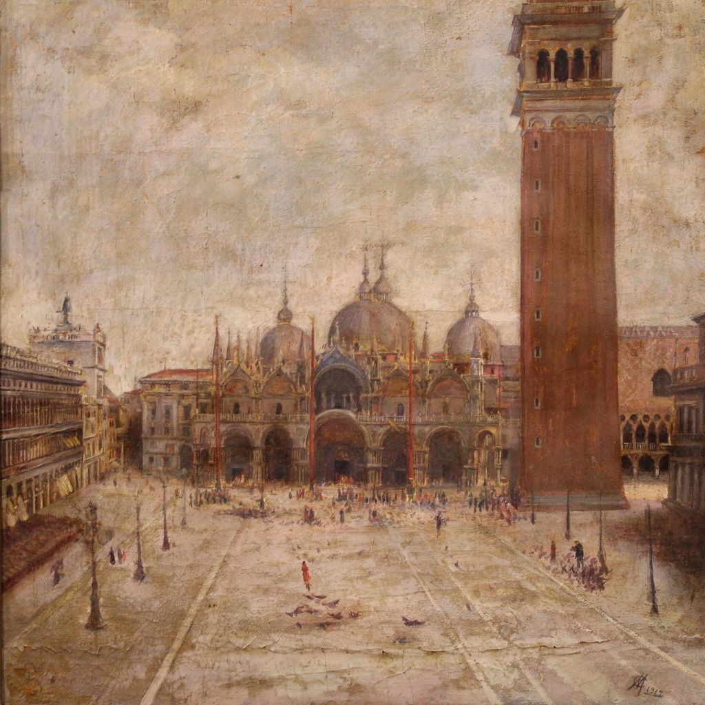 Painting Of A View Of St. Mark's Square Signed And Dated 1917 photo 2450.0