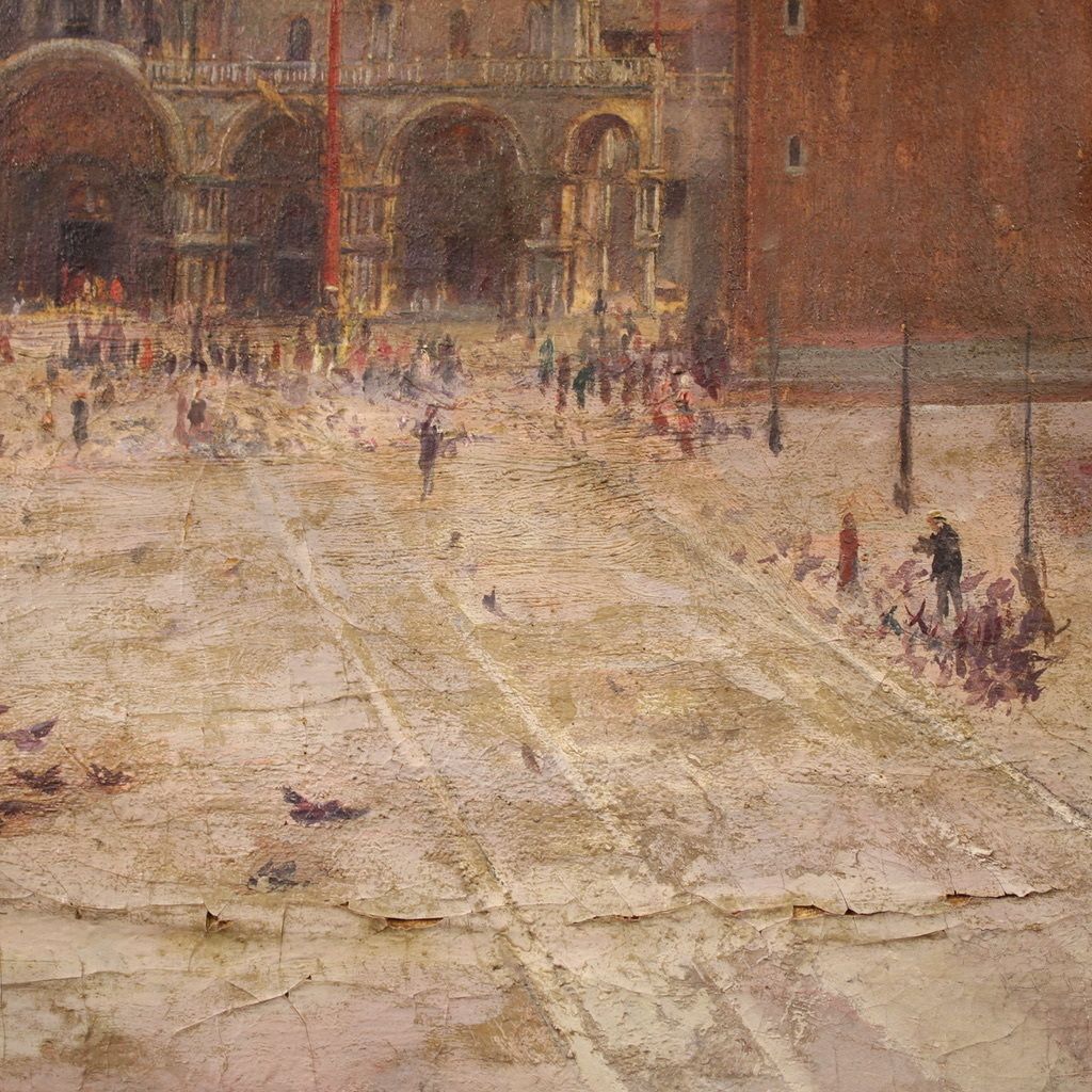 photo vinterior Painting Of A View Of St. Mark's Square Signed And Dated 1917