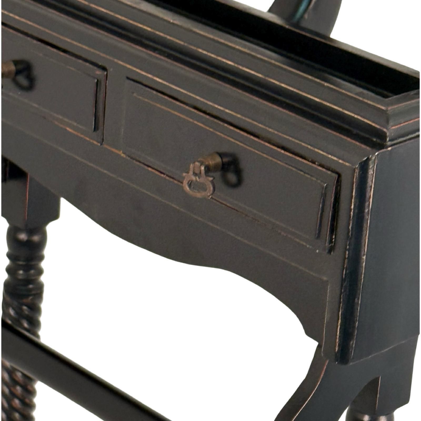 Dressboy / Valet Stand   Made In England   Two Drawers And Twisted Wooden Frame   Colonial Style   Black photo furniture