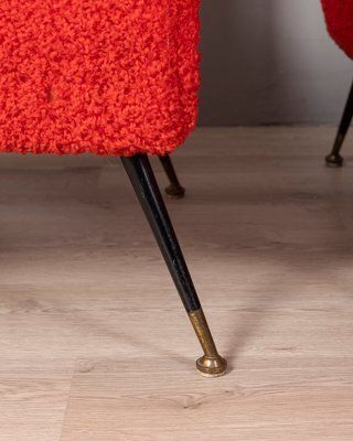 photo furniture Vintage Italian Armchairs In Red Fabric, 1950s, Set Of 2