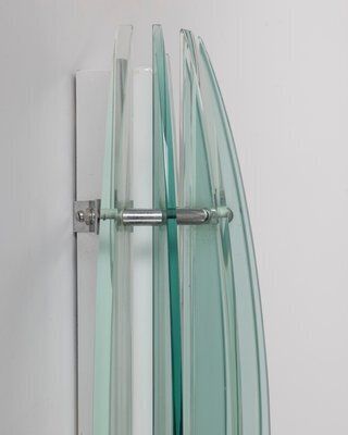 Vintage Wall Lamp In Metal And Glass From Veca, 1970s photo for sale