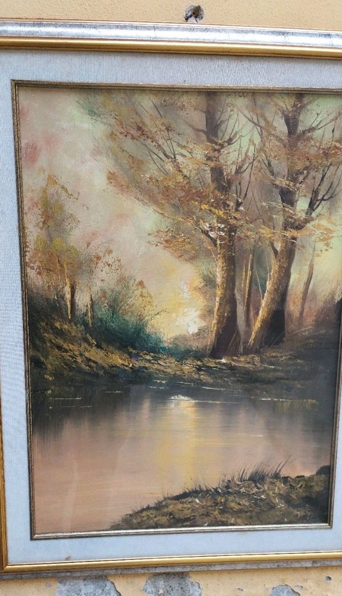Oil Painting On Canvas Landscape 50x70s 60s/70s photo vinterior