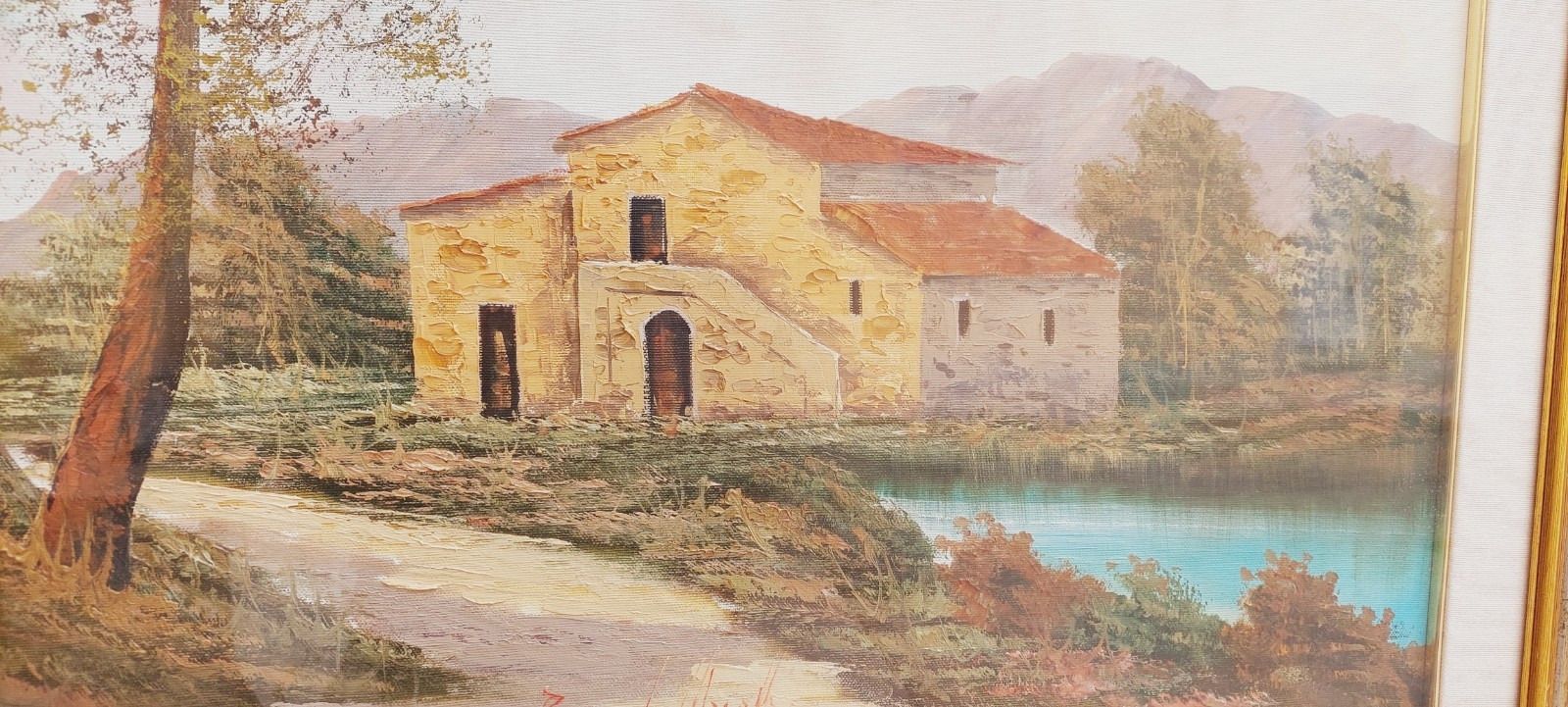 photo furniture Oil Painting On Canvas Tuscan Landscape R.Morelli 50x70s 60s/70s