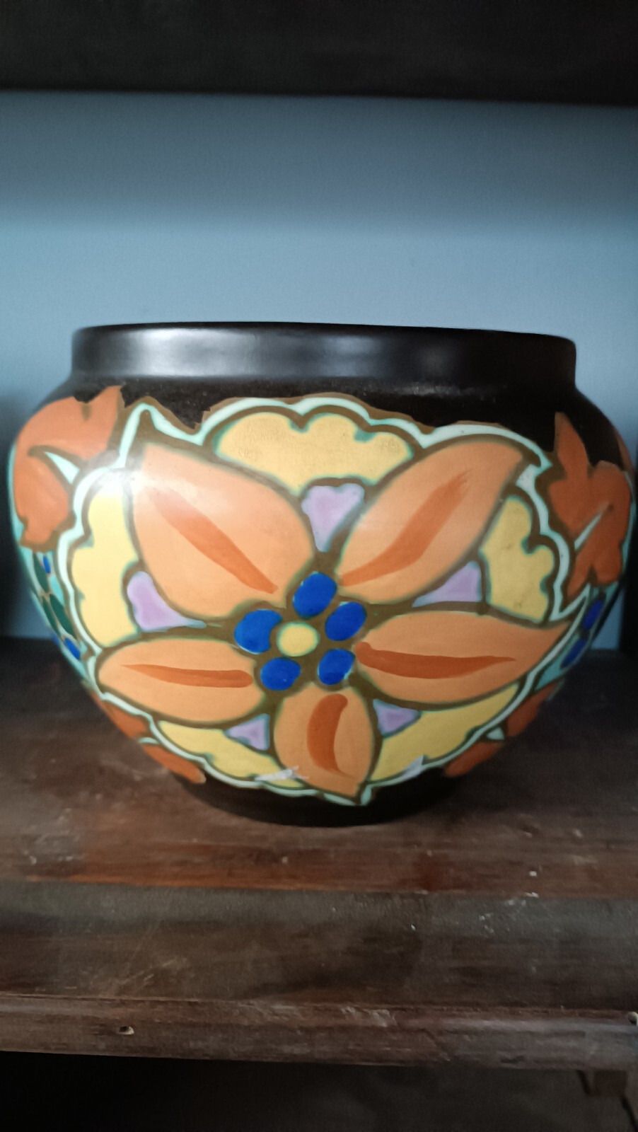 Ceramic Cashpot Vase Montoise Bergen,, Belgium, Art Deco 1920 1930 photo vinterior