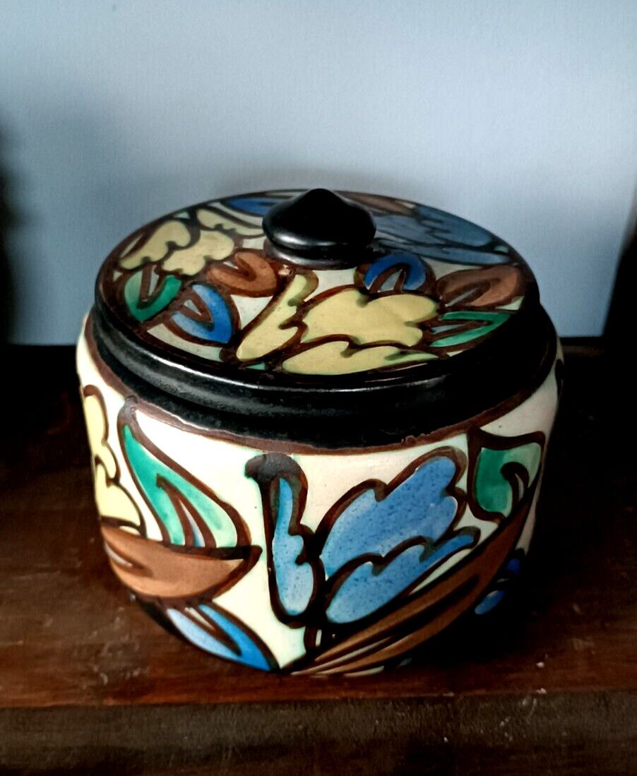 Ceramic Vase With Cap +Montoise Bergen,, Belgium, Art Deco 1920 1930