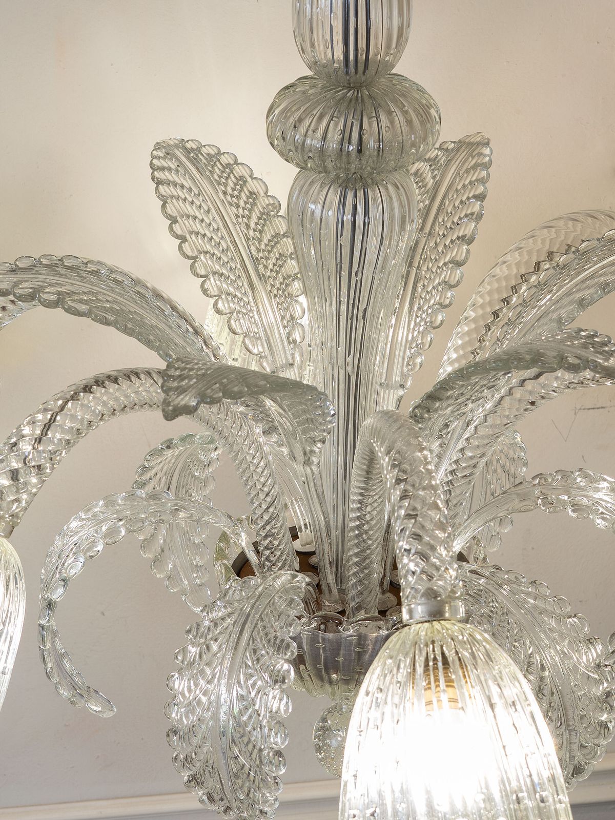 Large Art Deco Barovier & Toso Chandelier In Blown Murano Glass With 6 Lights photo Lighting