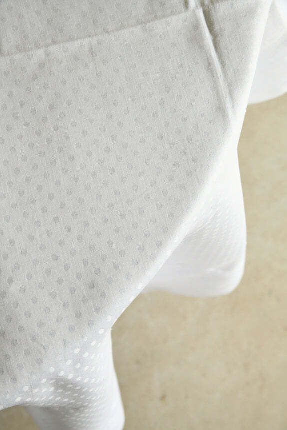 Large Greek Key White Damask Linen Tablecloth photo 195.0