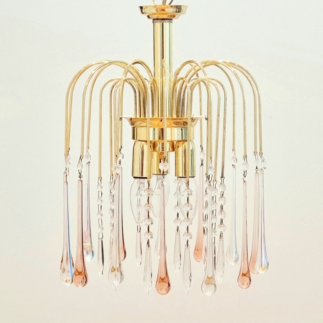 Murano Glass Teardrop Waterfall Chandelier, Italy, 1970s photo for sale