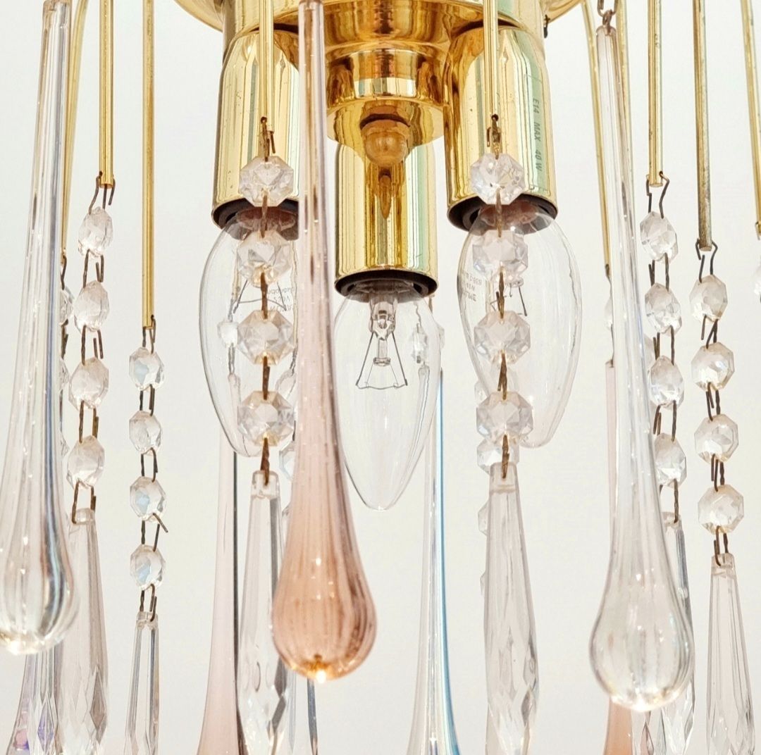 Murano Glass Teardrop Waterfall Chandelier, Italy, 1970s photo vintage