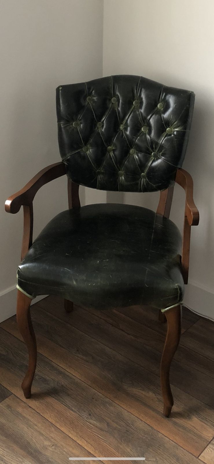 Vintage Leather Chesterfield Style Green Chair