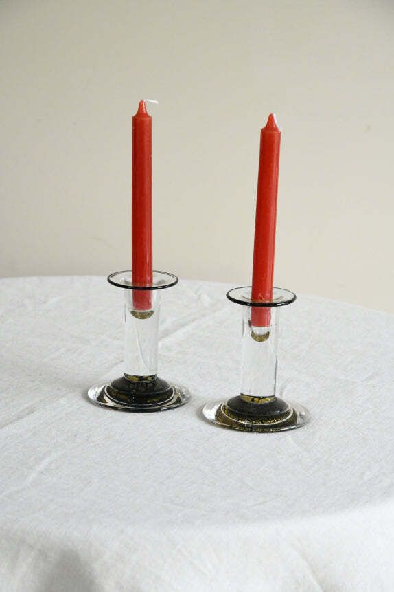 Pair Studio Glass Candlesticks photo furniture