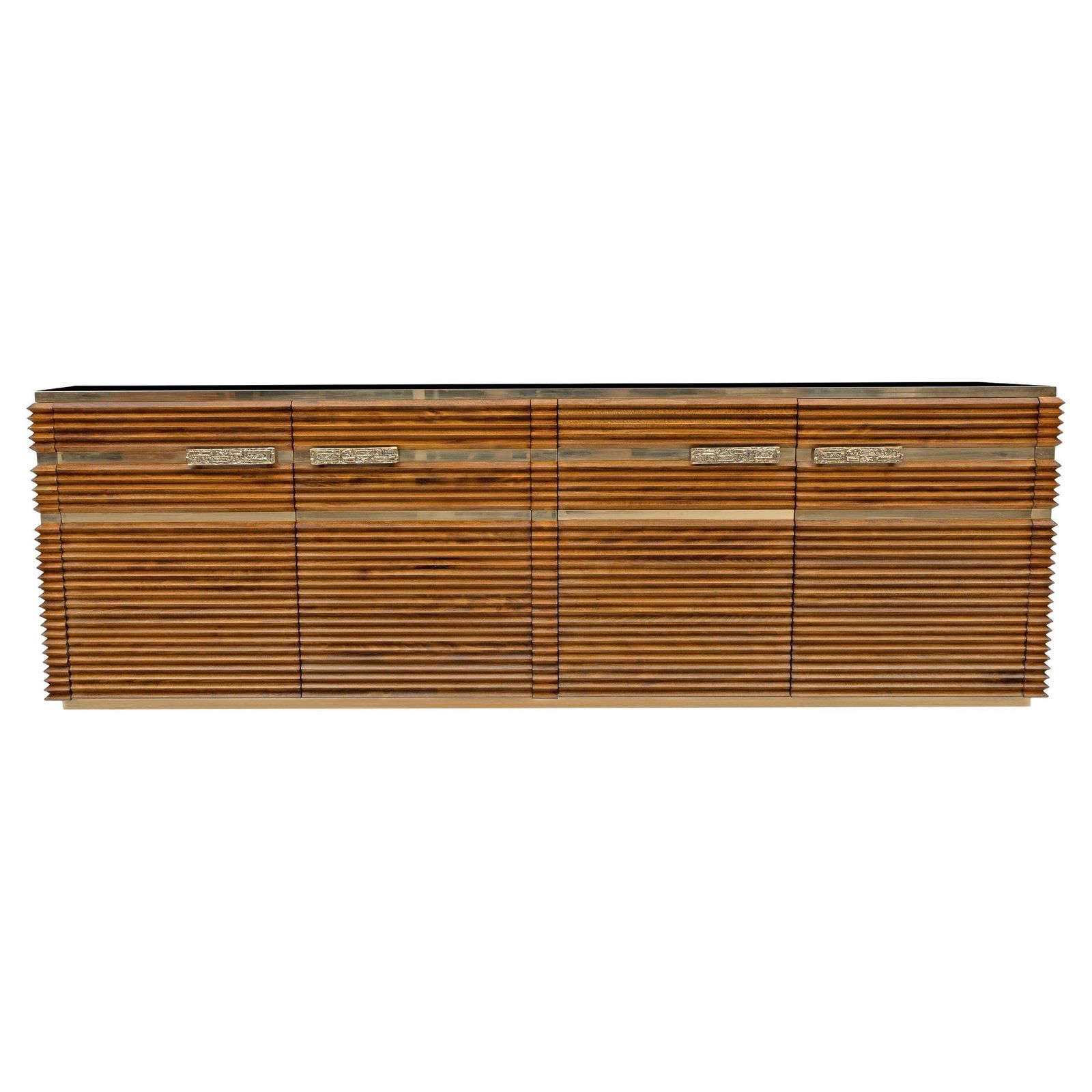 Mid Century Modern Italian Brass And Teak Sideboard, 1970s photo furniture