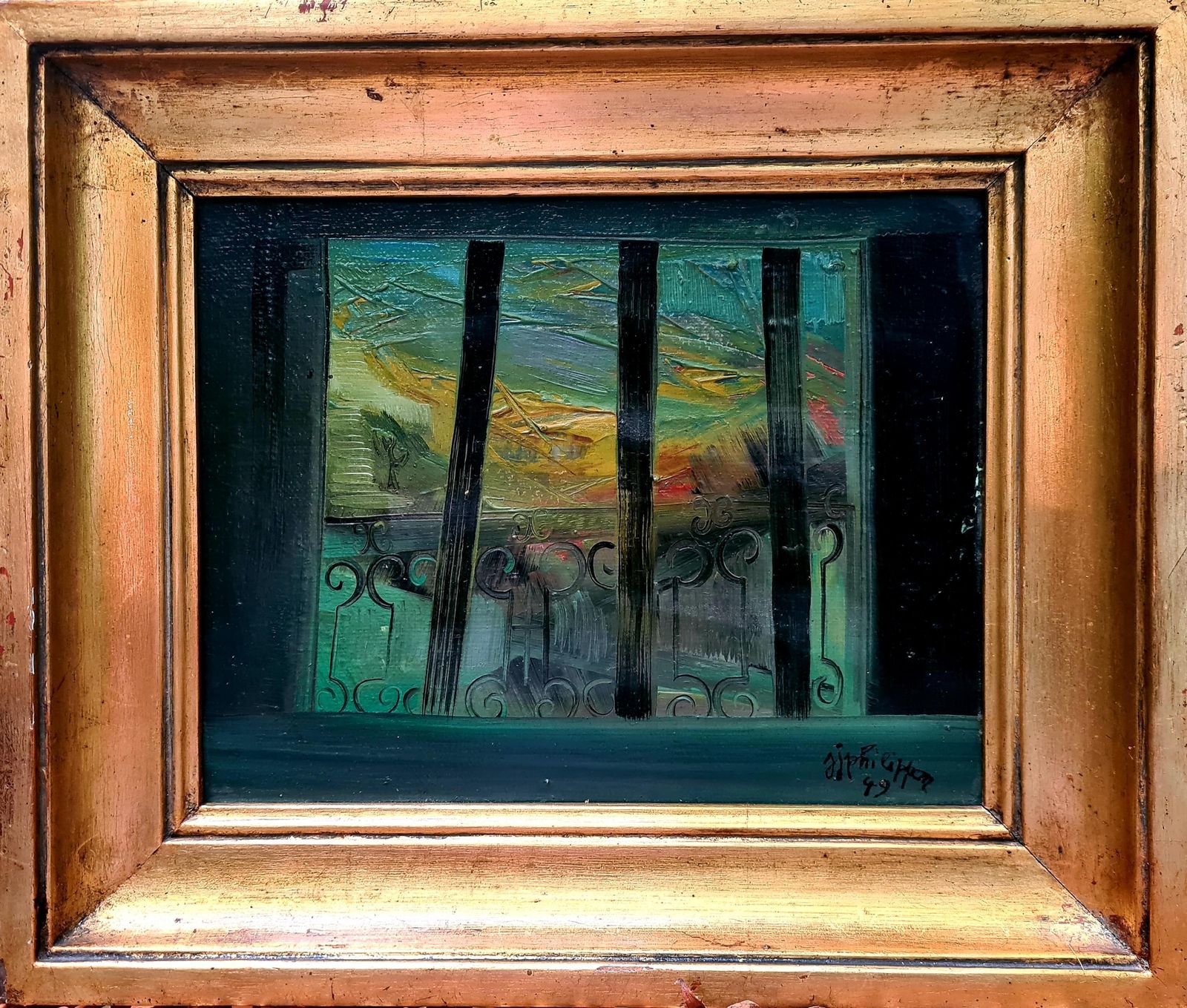 Jean Jacques Philippon Expressionist Fauvist View From A Window, The Balcony, Follower Of Raoul Dufy1949
