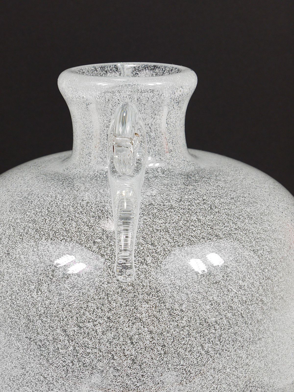 Seguso Vetri D’arte Pulegoso Bubble Vase With Handles, Murano, Italy 1950s photo vintage