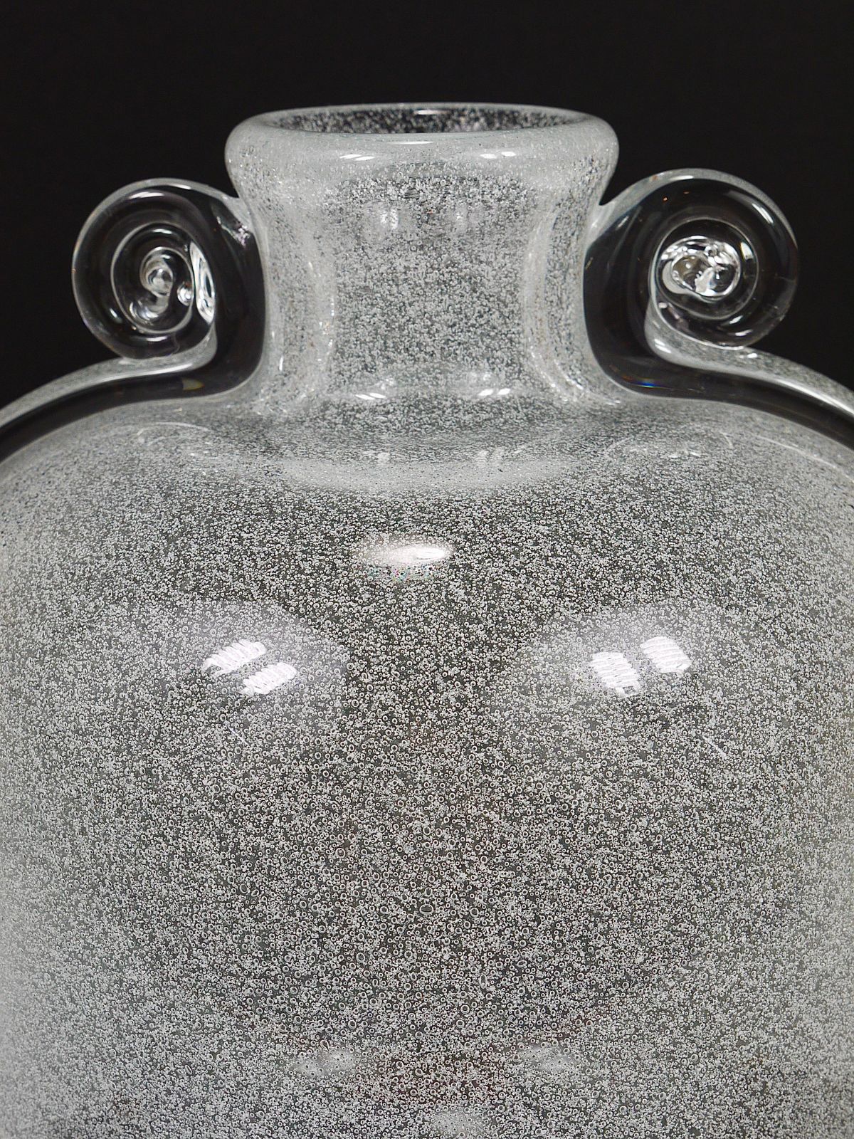 photo furniture Seguso Vetri D’arte Pulegoso Bubble Vase With Handles, Murano, Italy 1950s