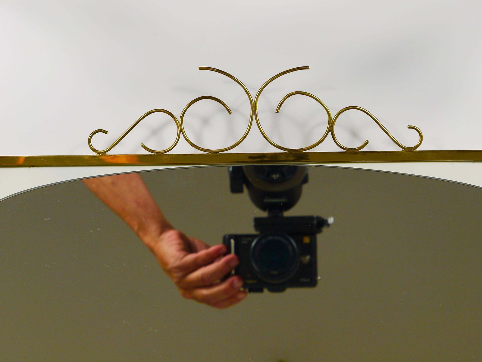 Ernest Igl Illuminated Mid Century Wall Mirror With Brass Crown, By Hillebrand photo buy